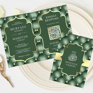 Convite de Casamento Muçulmano com Código QR e Pad