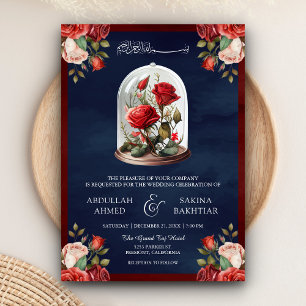 Convite de Casamento Muçulmano Navy com Cúpula de
