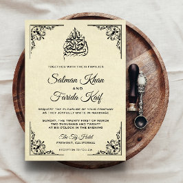 Convite de Casamento Muçulmano Ornamentado com Flo