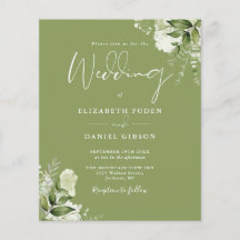 Convite de casamento musgo verde greenery orçament