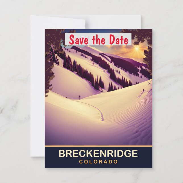 Convite de Casamento na Encosta de Ski Breckenridg (Frente)