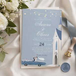 Convite de Casamento na Igreja Tema Azul