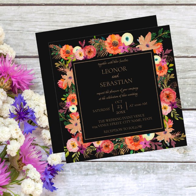 Convite De Casamento Na Praça Floral Elegante (Criador carregado)