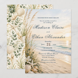 Convite de Casamento na Praia à Beira-Mar