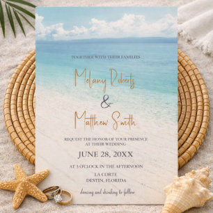 Convite de Casamento na Praia à Beira-Mar