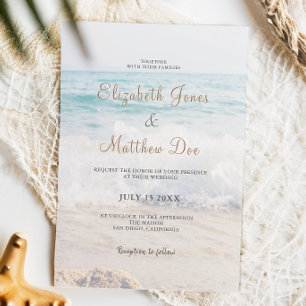 Convite de Casamento na Praia Casamento à Beira-Ma