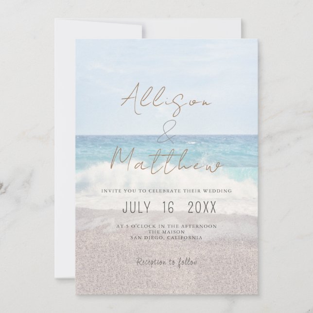 Convite de Casamento na Praia Casamento à Beira-Ma (Frente)
