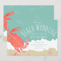 Convite de Casamento na Praia com Caranguejo Areia