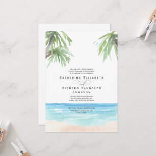Convite de Casamento na Praia com Palmeiras Tropic