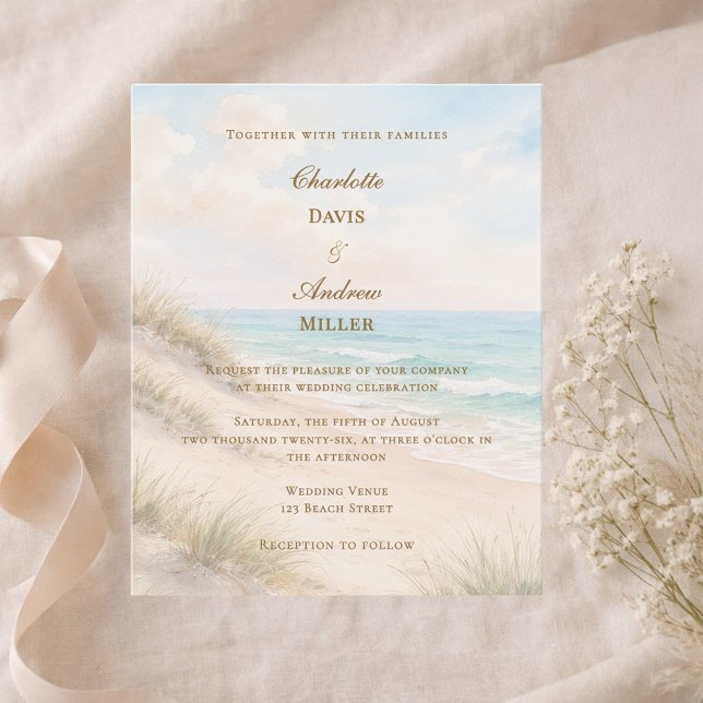 Convite de casamento na praia costeira (Criador carregado)