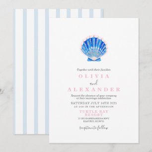 Convite de casamento na praia de conchas