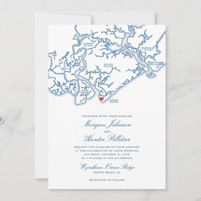 Convite de Casamento na Praia de Edisto Beach | Ed (Frente)