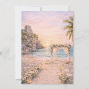 Convite de Casamento na Praia de Tulum   Editável