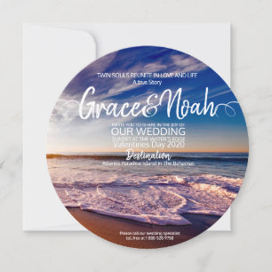 Convite de Casamento na Praia do Destino da Chama 