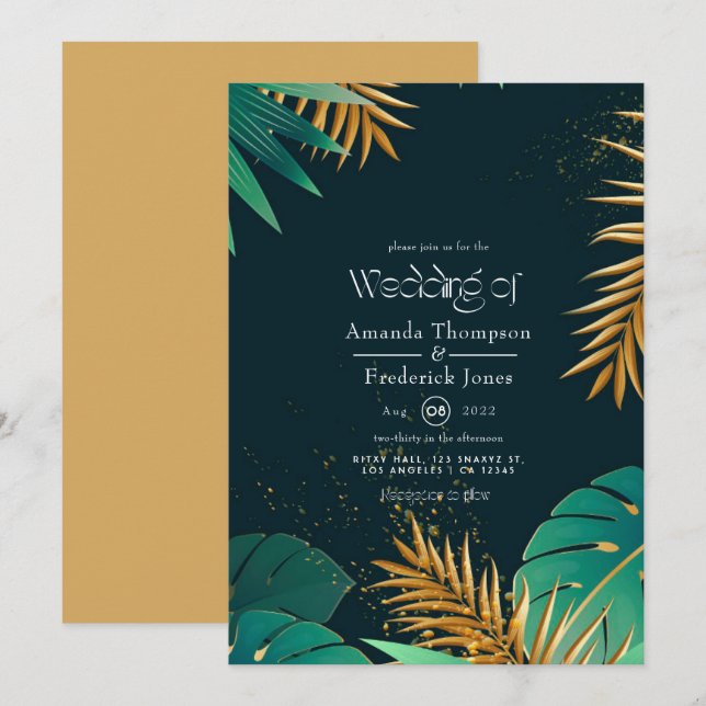 Convite de Casamento na Praia Tropical (Frente/Verso)