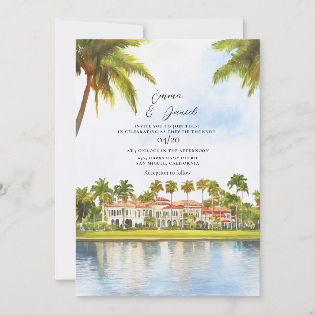 Convite de Casamento na Praia Tropical de Palma (Frente)