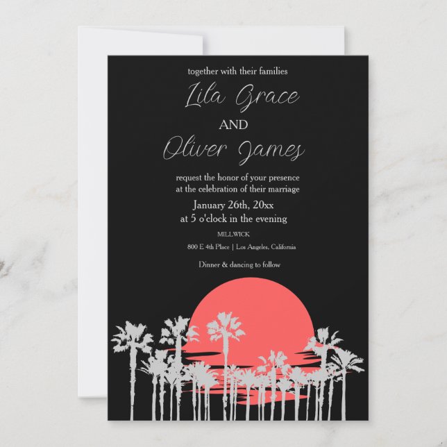 Convite de Casamento na Praia Tropical Moderna Oce (Frente)