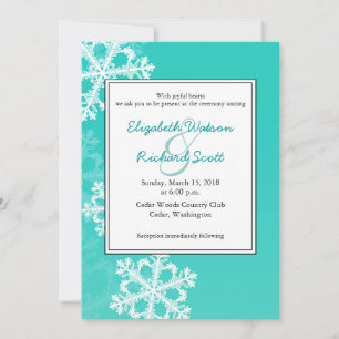 Convite de casamento Natal Flocos de Neve Turquesa