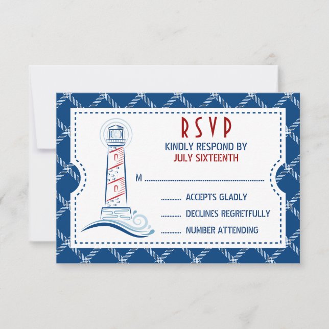 Convite de Casamento Náutico com RSVP (Frente)