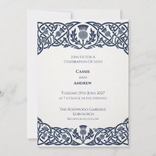 Convite de Casamento Navy Blue Celtic Knot