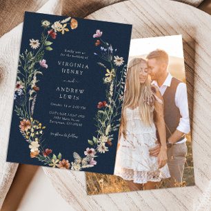 Convite de Casamento Navy Boho