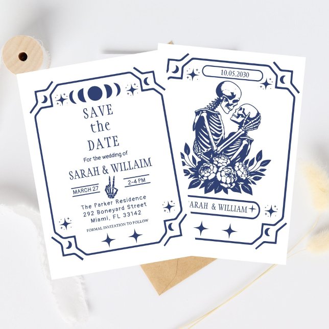 Convite de casamento Navy tarot Goth para salvar a (Criador carregado)