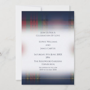 Convite de Casamento Navy Tartan