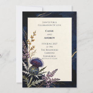 Convite de Casamento Navy Thistle Copper