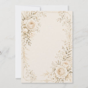 Convite de Casamento Neutro com Florais Refinados
