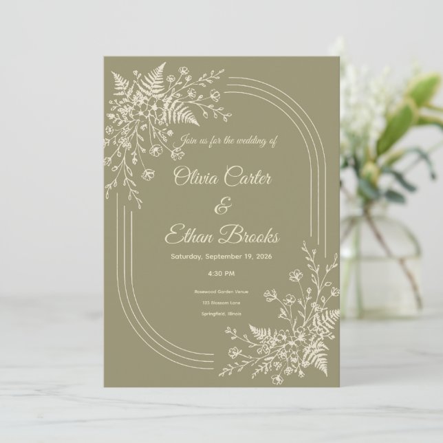 Convite de Casamento Neutro Moderno (Em pé/Frente)