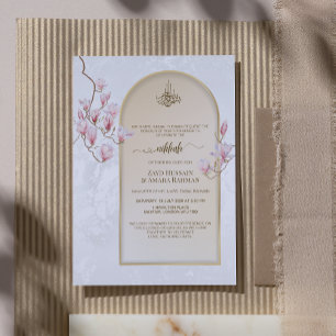 Convite de Casamento Nikkah Elegante   Magnólias