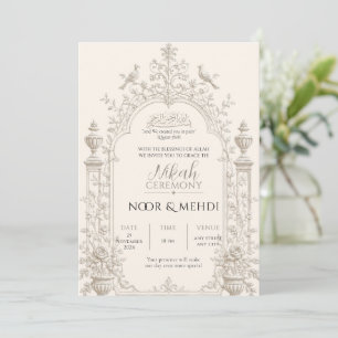 Convite de Casamento Nikkah Islâmico Vintage Elega