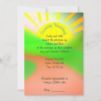 Convite de casamento no campo com arte da noiva