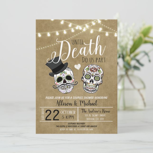 Convite de Casamento no Chuveiro Nupcial de Hallow (Em pé/Frente)
