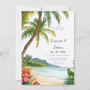 Convite de casamento no destino de praia Maui Hava