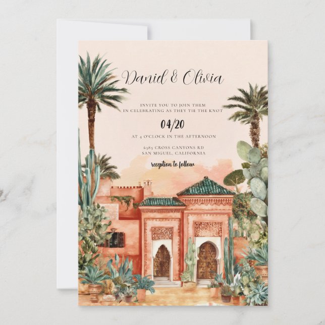 Convite de casamento no destino Marrocos (Frente)