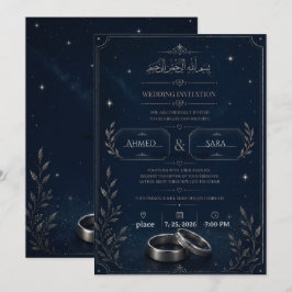 Convite de Casamento Noite Estrelada Azul Marinho
