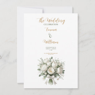 convite de casamento noiva rosas brancas