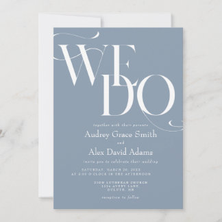 Convite de Casamento Nós Fazemos Dusty Blue Modern
