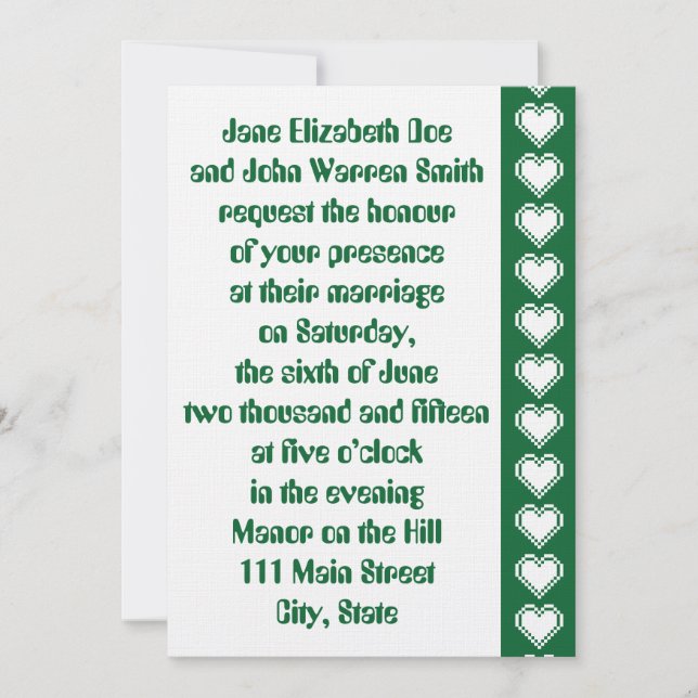 Convite de Casamento Nossos Corações de 8 Bits em  (Frente)