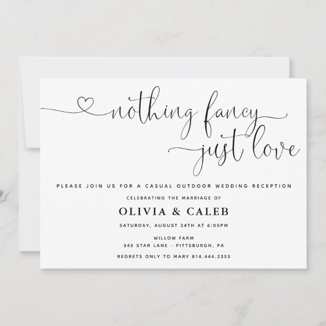 Convite de casamento Nothing Fancy Just Love (Frente)