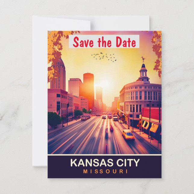 Convite de casamento noturno no centro de Kansas C (Frente)