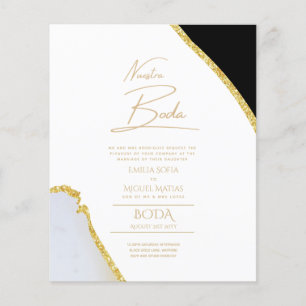 Convite de Casamento Nuesta Boda Gold Text AGATA