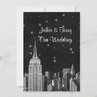 Convite de Casamento NYC ESB Silhueta Etched Black