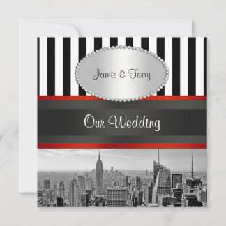Convite de Casamento NYC Skyline BW Preto Branco L