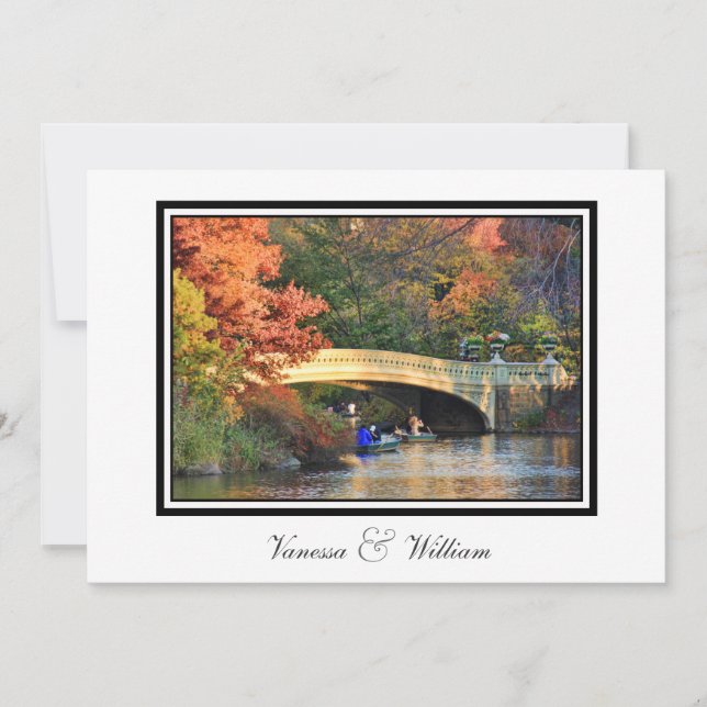 Convite de Casamento NYC Skyline Central Park Bow  (Frente)