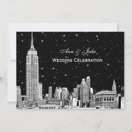 Convite de casamento NYC Skyline Etch Starry DIY B