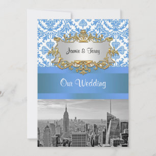 Convite de Casamento NYCSNYC Skyline BW D4 Damask 