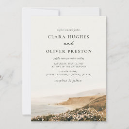 Convite de Casamento Ochre Olive Script Beach Rose