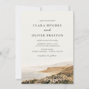 Convite de Casamento Ochre Olive Script Beach Rose